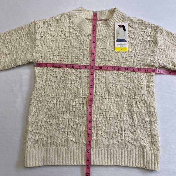 Weatherproof Vintage Women's Chenille Crewneck Sweater, Cream/Shimmer, Small NWT - Picture 9 of 16